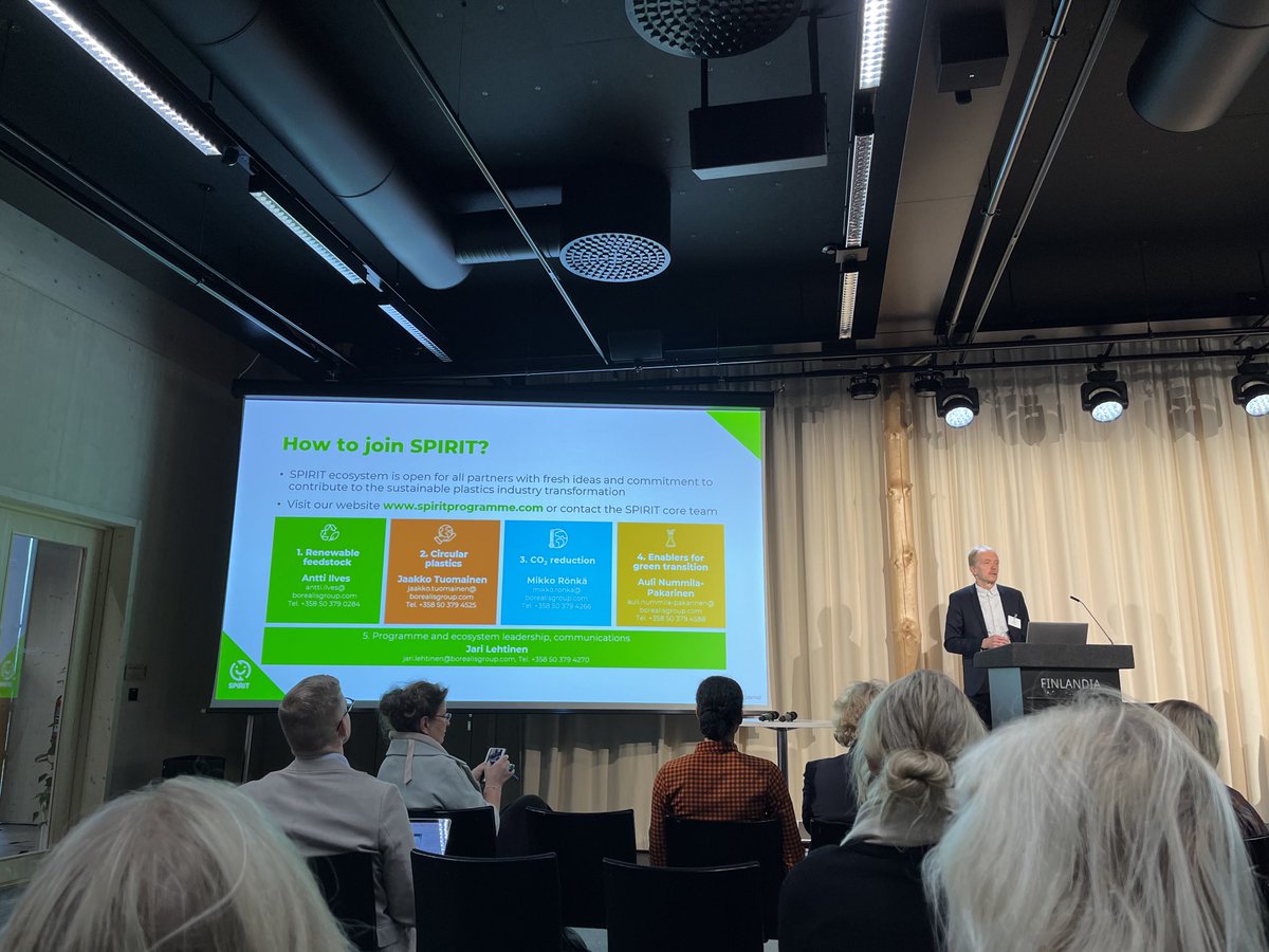 Ohjelmajohtaja Jari Lehtinen ⁦kertoi kansallisessa #muovifoorumissa ⁦<a href="/BorealisFinland/">Borealis Finland</a>⁩’n Spirit-ohjelmasta