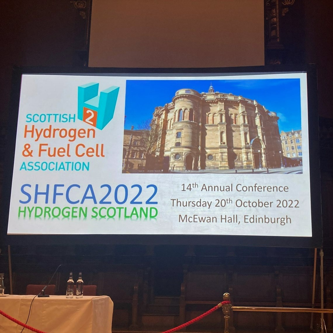ORIONshetland's tweet photo. It was fantastic to be in-person last week to hear from the insightful speakers at McEwan Hall in #Edinburgh during the @SHFCA Annual Conference. A big thanks for asking us to present ORION and the #vision for #green #hydrogen production in #Shetland. #Energy #SHFCA2022 https://t.co/UpdsiDHKol