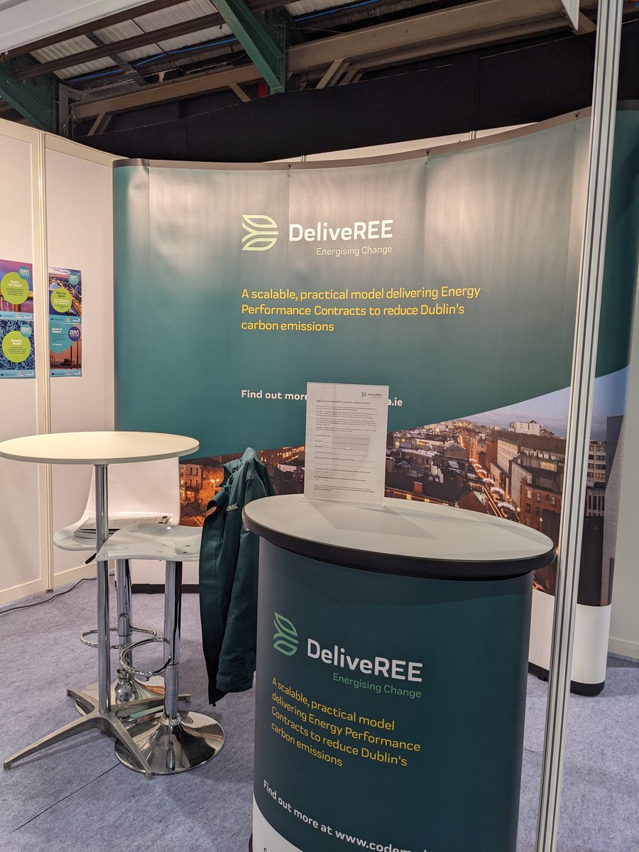 CodemaDublin's tweet photo. We are set and ready to go at the @AEE @AeeEurope Expo & Conference in the RDS today & tomorrow!
Come to our stand (L03) to talk to us about #EnergyPerformanceContracts and our #DeliveREE project, #DistrictHeating, our Dublin Energy Master Plan and more.. https://t.co/3F2zFwYC0a