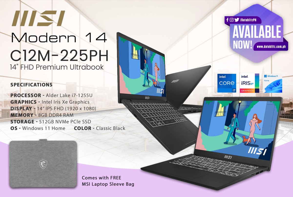 DataBlitz on Twitter "SLIM, POWERFUL, AND STYLISH. MSi Modern 14 C12M