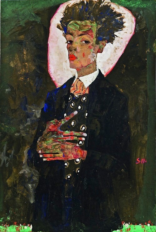 Self Portrait with Peacock Waistcoat, 1911
Egon Schiele
  passionforpaintings.com/en/art-gallery…