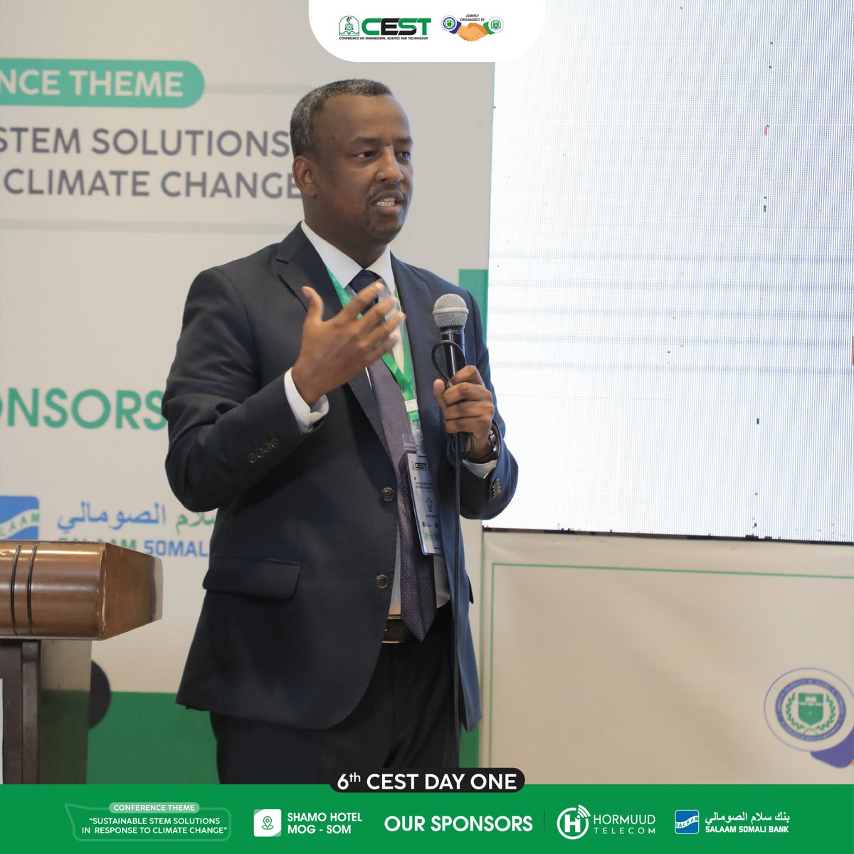 JamhuriyaUniv's tweet photo. Our 2nd keynote speaker, Hon. MP. Abdullahi Farah Mire has presented "Climate Change and Education: Raising Awraness."
#CEST2022 https://t.co/Lqa5T2FM3U