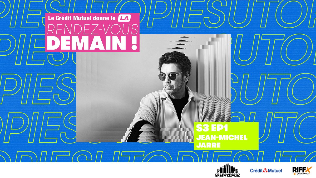 RIFFX_fr's tweet photo. C'est le retour de "Rendez-vous Demain !" 📺 La web-série innovante du @PrintempsDB @CreditMutuel sur l'avenir musical vu par les artistes revient pour une 3ème saison. Premier épisode a découvrir de suite avec l'illustre @jeanmicheljarre 📲 #PdB22 #PdB23
https://t.co/PMmJYVBSJp https://t.co/4AmXrEUKY9