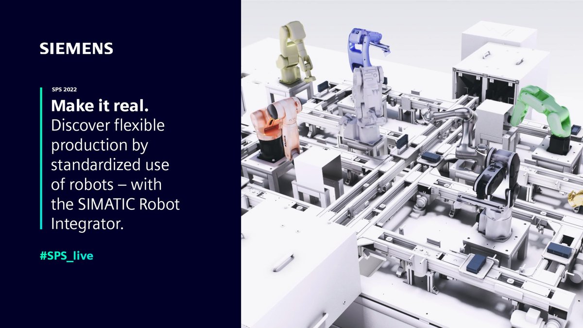Experience the #SIMATIC Robot Integrator at #SPS22. You got it! High flexibility through standardized use of #robots.Visit us at SPS 2022 and we will show how you can introduce flexibility to your production plants.
Register now for free: sie.ag/3Hfa5Ti <a href="/siemensindustry/">Siemens Industry</a>