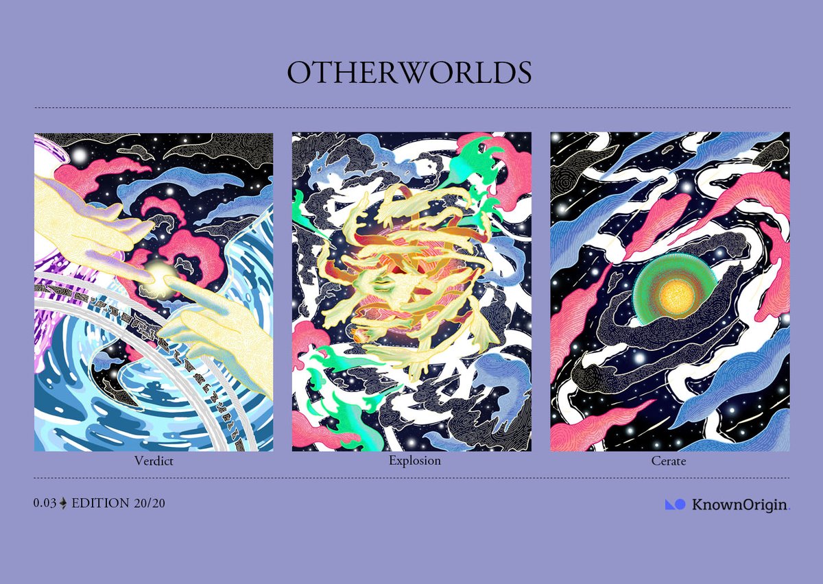 🔷A new collection has been opened🔷

[ otherworld ]

The series expresses space, time, visual, and emotionally to mark the beginning of a new world. 
You may interpret these works in a new way.

🔥Genesis on <a href="/KnownOrigin_io/">KnownOrigin.io</a> 

knownorigin.io/collections/ha…