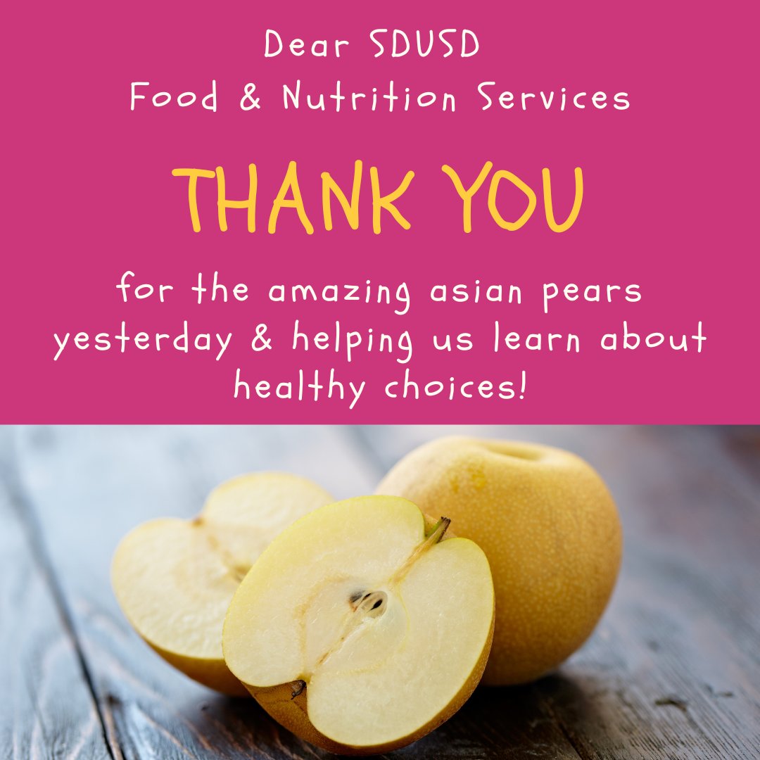🍐🥑🥝🍊🍑🍓🍎Thank you <a href="/SDFarmtoSchool/">SDUSD Farm to School</a> for the asian pear tastings and the great information on healthy eating yesterday!