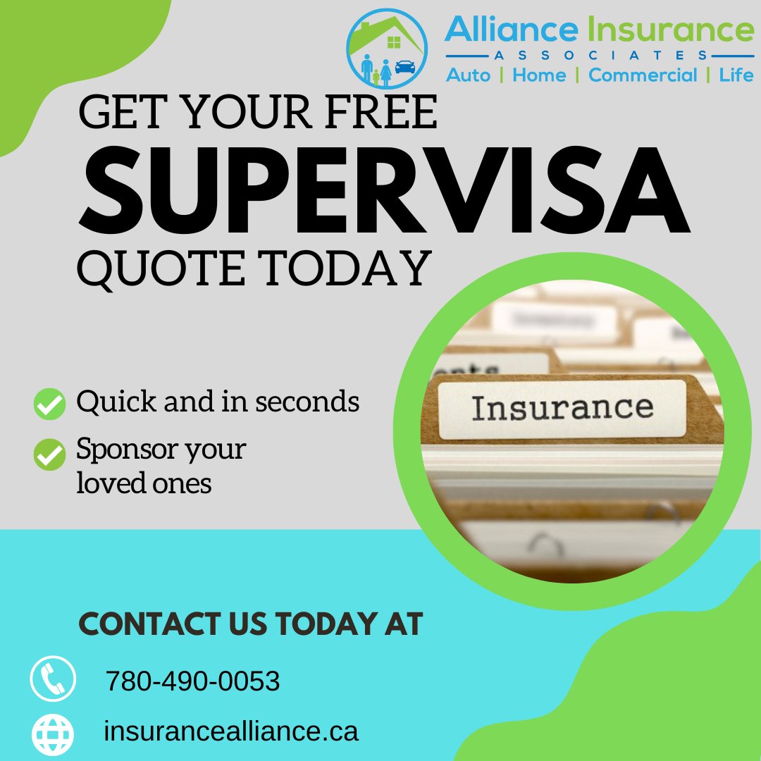 AlliancInsuranc's tweet photo. Get your free SUPERVISA QUOTE TODAY! Reach out to Alliance Insurance Associates today at 780-490-0053 or at https://t.co/D4bpn6DHVK! 

#supervisainsurance #supervisa #insurance #insurancebroker #yeg #yyc #ab #alberta https://t.co/baXnN215pA