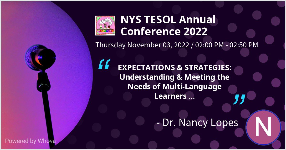 lopescommack's tweet photo. Join me for my virtual talk on Nov. 3rd at NYS TESOL Annual Conference! https://t.co/50WkJAEjok