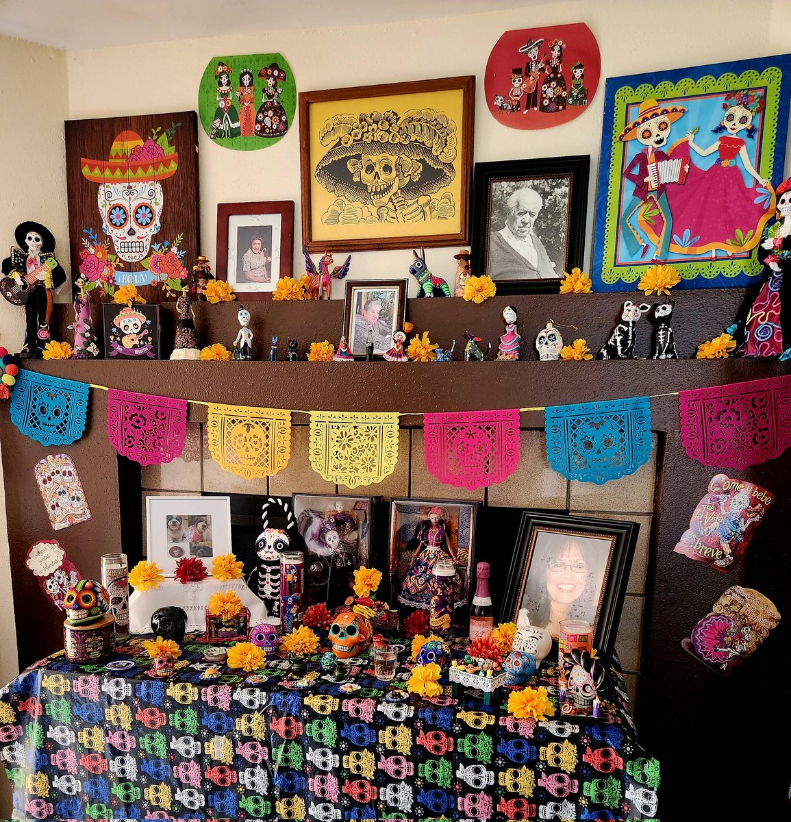 Our "Ofrenda" at home is done to welcome our family members and friends!  <a href="/Teach4thDL/">Helga L. Meza</a> #DayoftheDead  #Loveinourheart