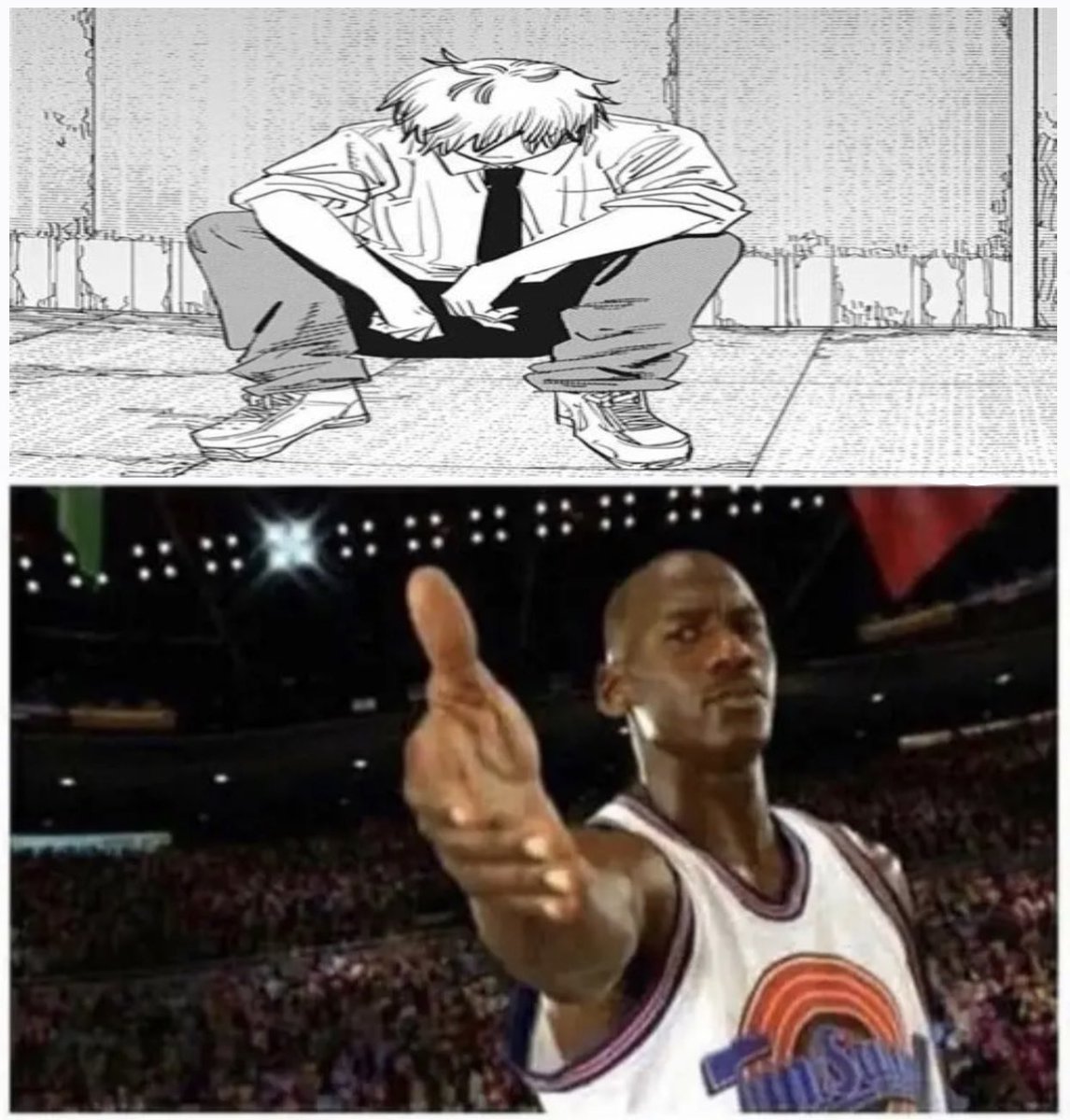 “Micheal Jordan-san, I can’t — I can’t stop Makima from controlling the court like this!”

“It’s alright Denji, just do your best and don’t give up — You are Chainsaw Man after all.”