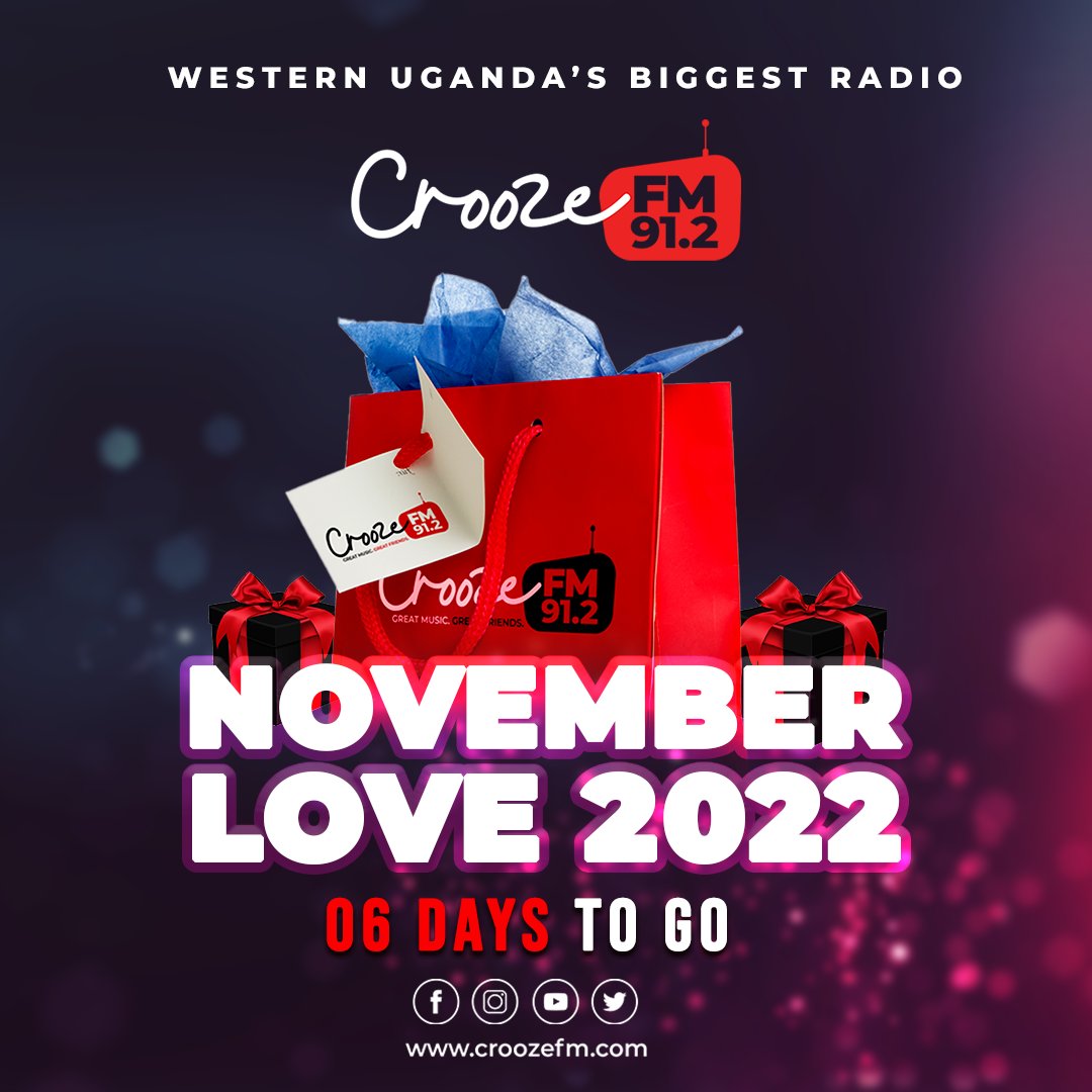 912CroozeFM's tweet photo. Do you need more clients for your business? You are in luck! We’ve got crazy special RATES for business owners for this #NovemberLove❤
To Book, your ad, visit us today at Muti Lane, Ntare Road or call 0774232570/ 0706912912 and save BIG!
#08DaysLeft 💖 #NovemberLove2022 😍🎶🎁 https://t.co/GIqT3e58xz
