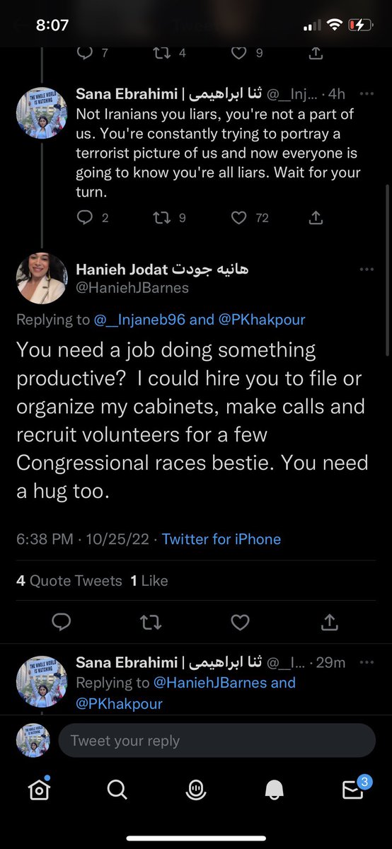 a_makeup_brush's tweet photo. The national director of @pdamerica America-Middle East Alliances humiliates an Iranian student who reveals her lies about the Iranian regime. She labels herself an activist yet using classicism, sexism, and body-shaming as part of her defense mechanism towards her opponents. https://t.co/s86RV9uBSb