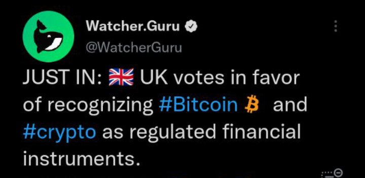 Eniwealth100's tweet photo. UPDATE!🔥 UK votes in favour of recognizing #Bitcoin and #Crypto as regulated financial instruments.

Good News to Pi community! CryptoCurrency finally getting recognise Globally as a legal tender. 

Pi Network will Fastrack Global Adoption 🔥

#PiNewsUpdates #PiNetwork #Pioneers https://t.co/VPUxxZzshm