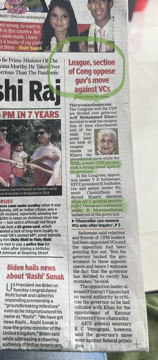 Reminds of the hindi saying 
‘Hamam mein sab nange’
While <a href="/INCKerala/">Congress Kerala</a> is clearly a divided house along the poles! 
And
#ArifMohammadKhan is the kind needed to keep this jungleraj in line!
<a href="/KeralaGovernor/">Kerala Governor</a>