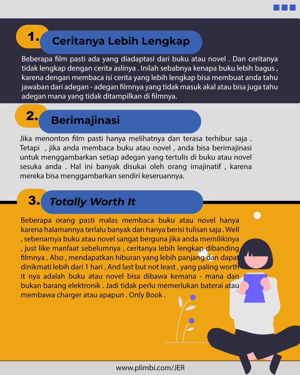 CiptaPublishing's tweet photo. Beberapa alasan mengapa lebih bagus
membaca buku atau novel dibanding menonton film
yang durasinya hanya 1 jam atau sampai 3 jam, kalau
menurut #sahabatcipta gimana nih.

Terbitkan tulisan anda di ciptapublishing
info lanjut kunjungi
https://t.co/jmUiAwdvLB https://t.co/3LfJP6mnqn