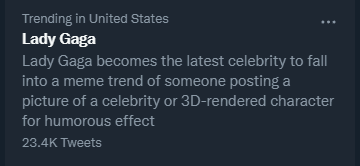 yellhole's tweet photo. Please do not make Lady Gaga into a meme trend of someone posting a picture of a celebrity or 3D-rendered character for humorous effect. https://t.co/zwfXHc4ar3