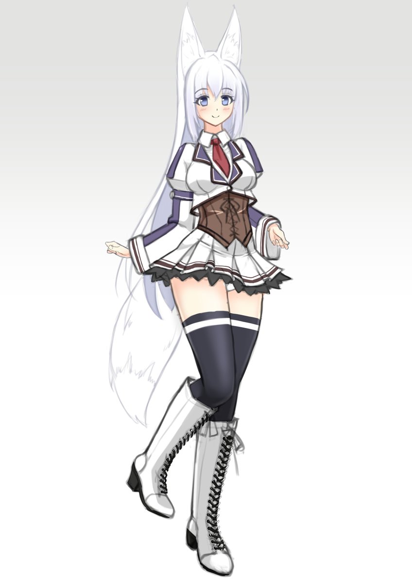 CG準拠でニーソも合わせてみた。どうやってもエロゲ制服感が出てくる安定のテル・クオリティ 