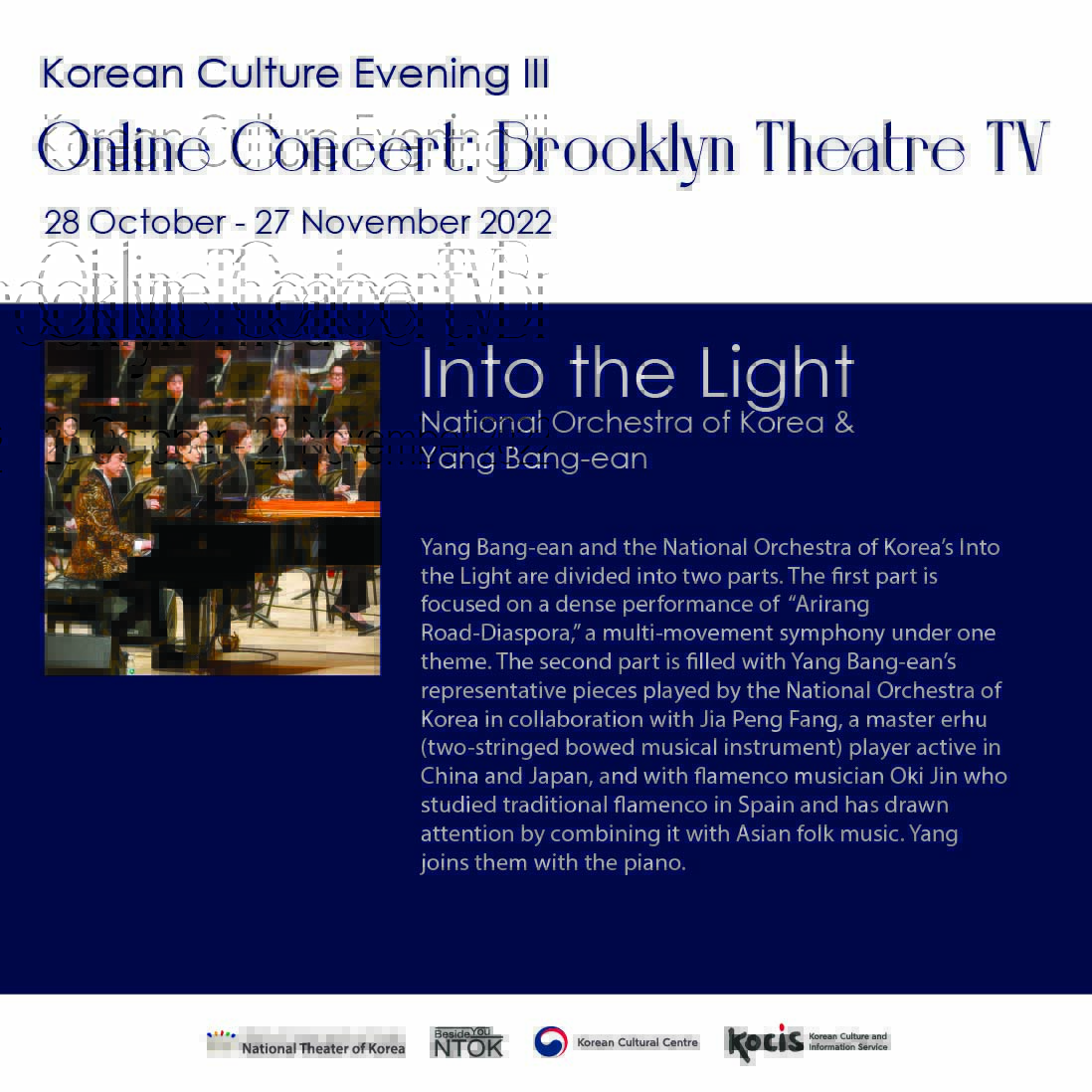 KCC_SA's tweet photo. #kcc_sa in collaboration with the National Theatre of Korea and Brooklyn Theatre TV present a series of online concerts.

Join us from the comfort of your home!

🖋Register here to receive the link: https://t.co/HEsIraAmjE

#kcc_sa #brooklyntheatretv #NTOK https://t.co/xK0gKycBPK