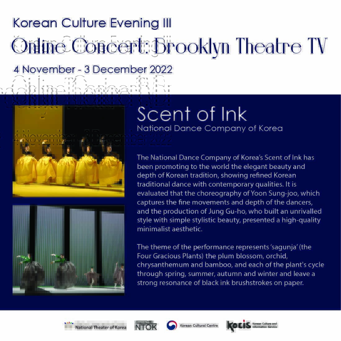 KCC_SA's tweet photo. #kcc_sa in collaboration with the National Theatre of Korea and Brooklyn Theatre TV present a series of online concerts.

Join us from the comfort of your home!

🖋Register here to receive the link: https://t.co/HEsIraAmjE

#kcc_sa #brooklyntheatretv #NTOK https://t.co/xK0gKycBPK