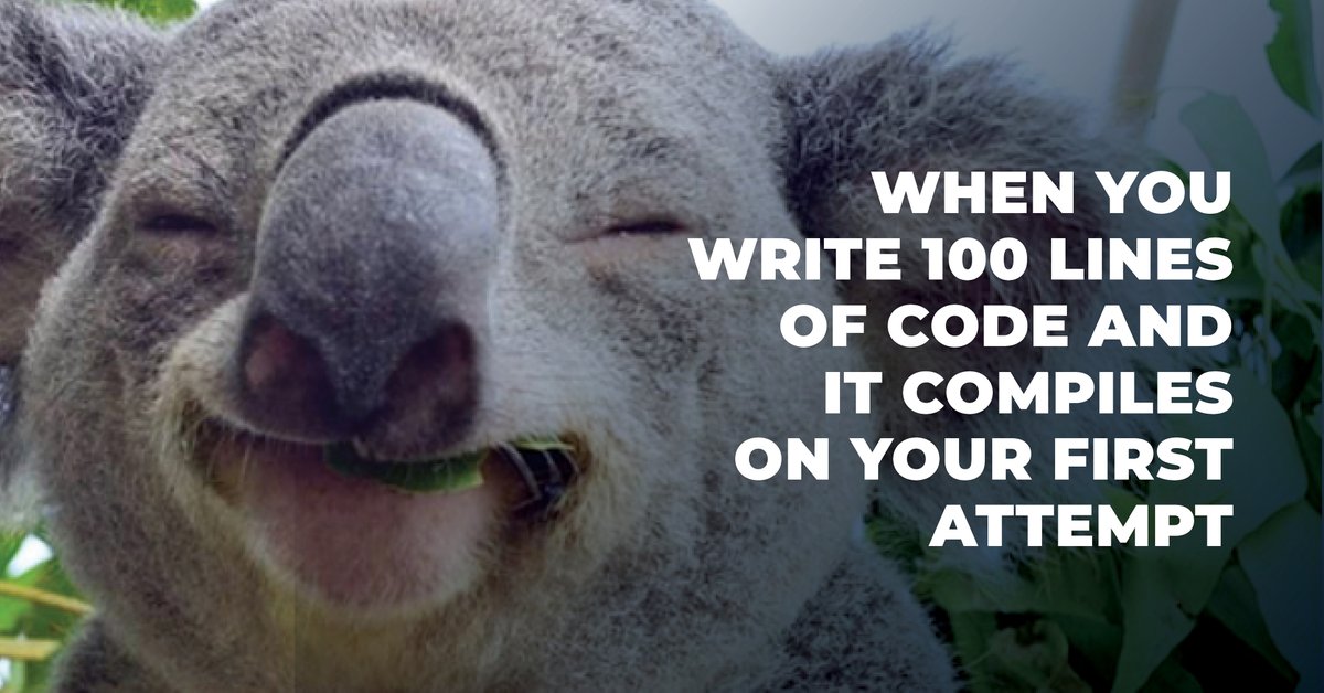 CoderAcademy_au's tweet photo. When you write 100 lines of code and it compiles on your first attempt π
https://t.co/jX81RL4XM3
#WebDev #FullStack #Programming #LearnToCode #CoderAcademy https://t.co/6yH1UoAIig