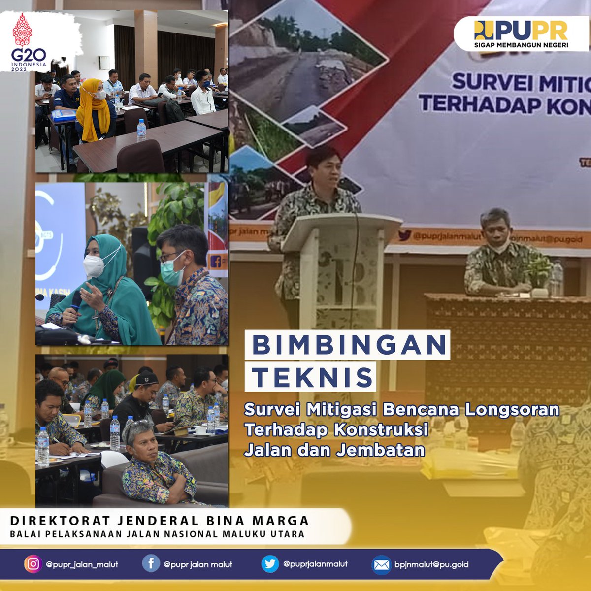 puprjalanmalut's tweet photo. Selamat Siang, teman-teman #bpjnmalut!

Pada tanggal 12 dan 13 Oktober 2022 kemarin, BPJN Maluku Utara melaksanakan kegiatan Bimbingan Teknis Survey Mitigasi Bencana Longsoran Terhadap Konstruksi Jalan dan Jembatan kegiatan ini dilaksanakan di  Ballroom Batik Hotel Ternate. https://t.co/41bjrcdDwr
