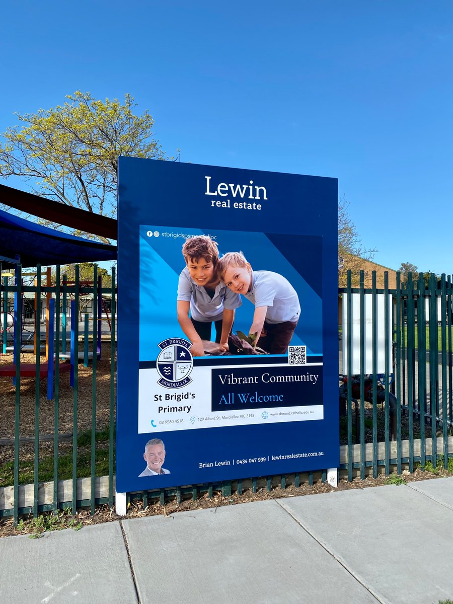 schoolpresence's tweet photo. Our latest design is standing proudly on Albert and Chute Street Mordialloc. If you’re in the area head to St Brigid’s. 

Thanks to Brian @lewinrealestate for always working with us to supply the boards to our schools. https://t.co/pNSIfWtdCz