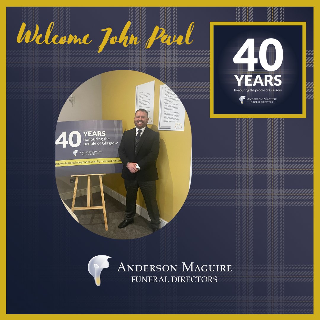 A very warm welcome to new teAM member, John Paul Kane, who has joined us as a Senior Funeral Director.

#glasgow
#familyfuneraldirectors 
#funeral 
#glasgowbusiness 
#howglasgowsaysgoodbye