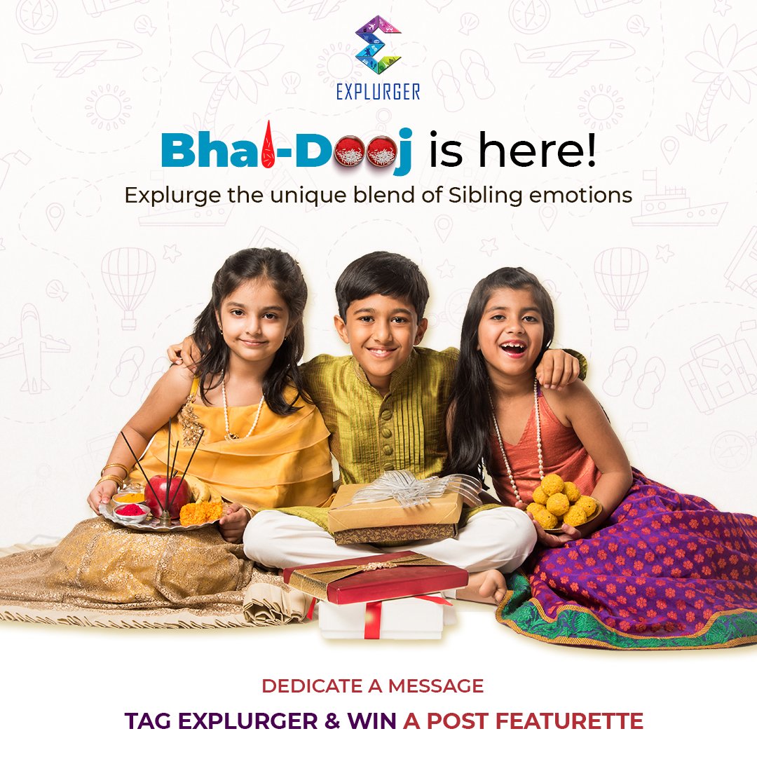 explurger's tweet photo. Explurge the companionship, affection, and unique sibling bond π€π»
Celebrate Bhai Dooj, the Sibling Festival π with a heartfelt message β€οΈ, tag us, and win a chance to feature in a postπ±
#Explurger #siblings #BhaiDoojCelebrations #FestiveExplurgeins #festiveseason #BhaiDooj https://t.co/Evmdltg3MM