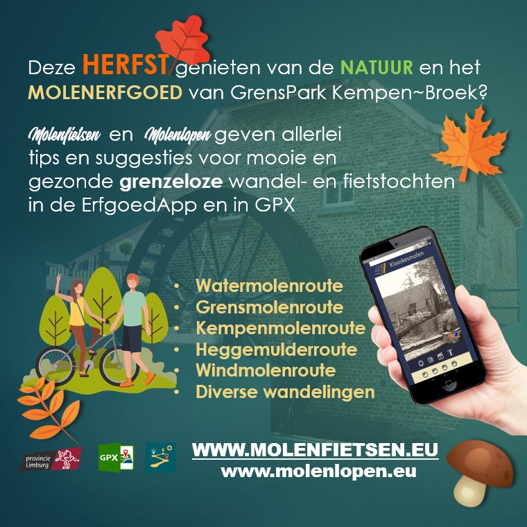 #Limburg #KempenBroek #Erfgoed #wandelen #fietsen #knooppunten #Herfstvakantie #Weert #Nederweert #Leudal #Budel #Maaseik #Kinrooi #Bree #Bocholt #Hamont #Grenspark