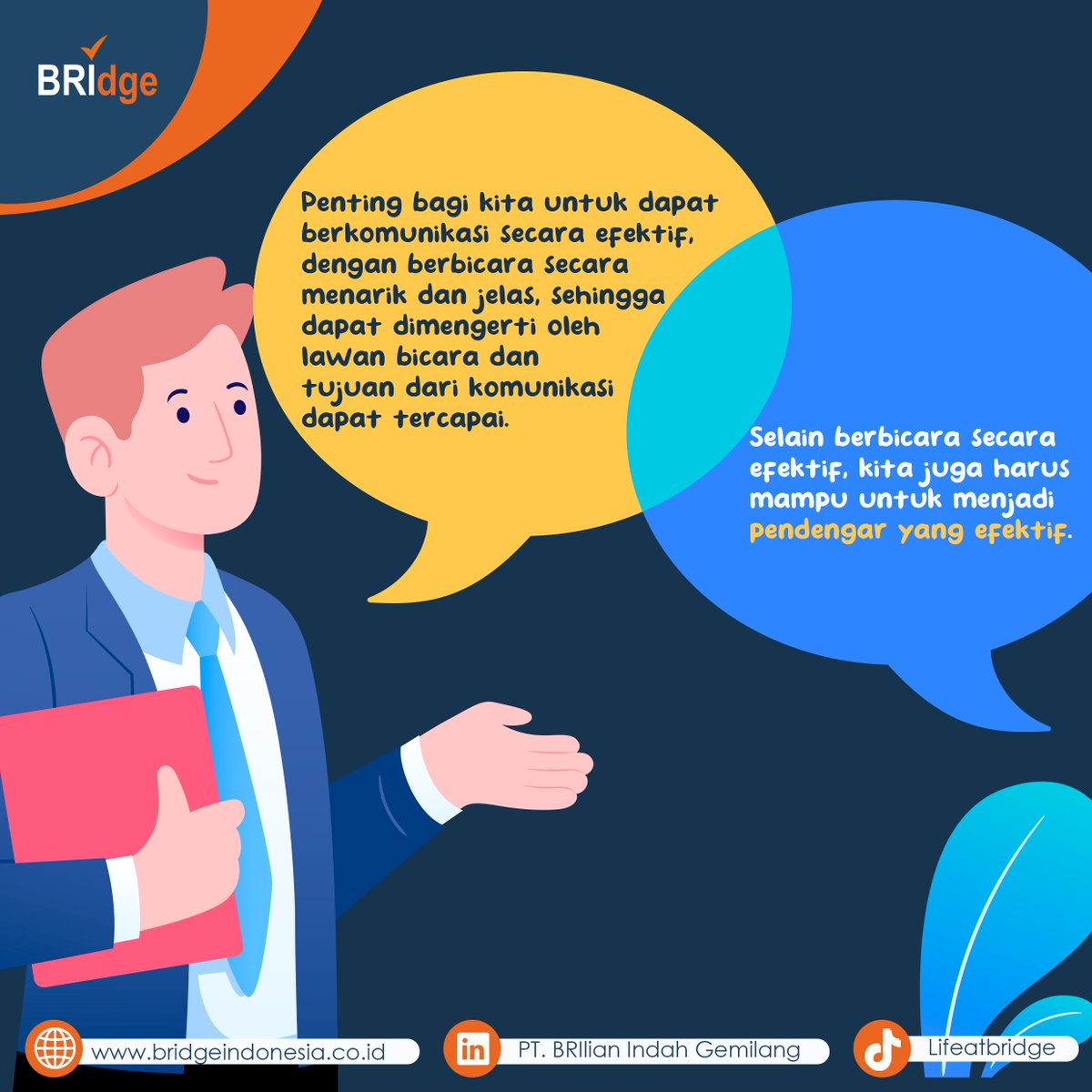 ptbridge_'s tweet photo. Hallo teman-teman BRIDGE! 🤍

Tahukah kalian bahwa "communication skill" penting
dalam kehidupan kita?

Yuk kenali "communication skill" lebih dalam lagi
melalui carousel kami! https://t.co/7LnHpRdNmO