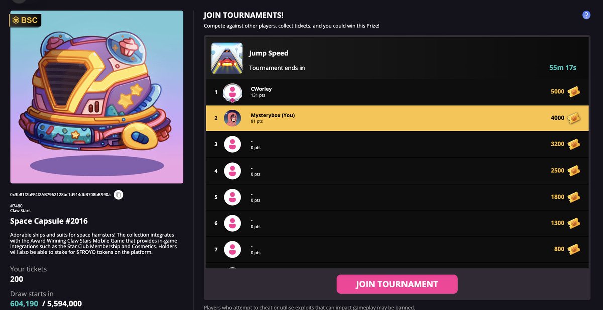 Mysterybox2606's tweet photo. Daily Tip 🕹️When playing #jumpspeed in @realfroyogames #gamebox, Don't blink😳😂
Let's get that #clawstars #nft 🎉
#Gamefi #playtoearn #playtowin https://t.co/dBI1nptNQT