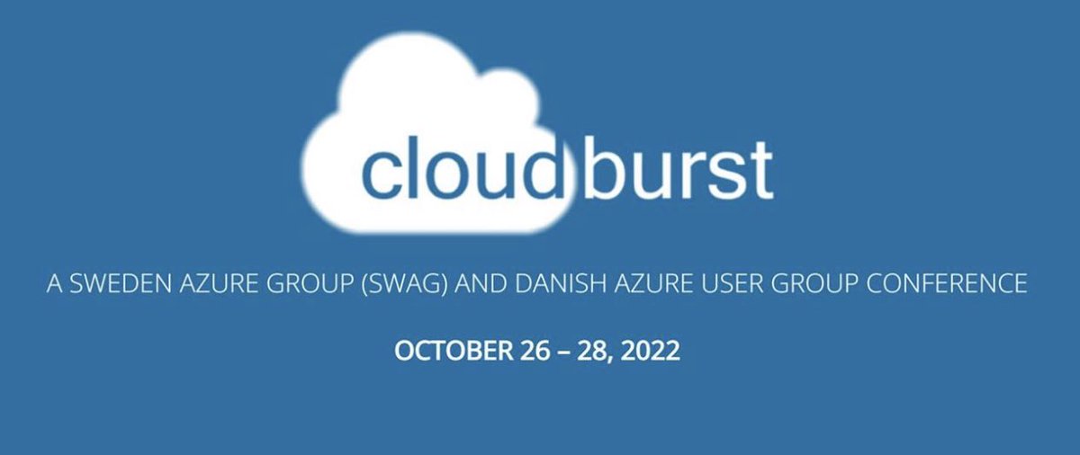 Glad to be part of #CloudBurst in conference in Stockholm this week. 

🎙️Join me and <a href="/alansmith/">alansmith</a> <a href="/noopman/">Magnus Mårtensson ☁</a> <a href="/marilag/">Marilag Dimatulac Svennevig</a> <a href="/egrootenboer/">Eldert Grootenboer</a> <a href="/jakobehn/">Jakob Ehn</a> <a href="/TechMike2kX/">Mike Martin 🦇</a> <a href="/Stacy_Cash/">Stacy Cashmore (@stacyclouds@tech.lgbt)</a> <a href="/JoonasWestlin/">Joonas Westlin</a> <a href="/ErikEJ/">ErikEJ</a> <a href="/samvanhoutte/">Sam Vanhoutte</a> <a href="/iamalexmang/">Alex Mang ☁</a> 

Two events + details at cloudburst.azurewebsites.net

#azure #cloud