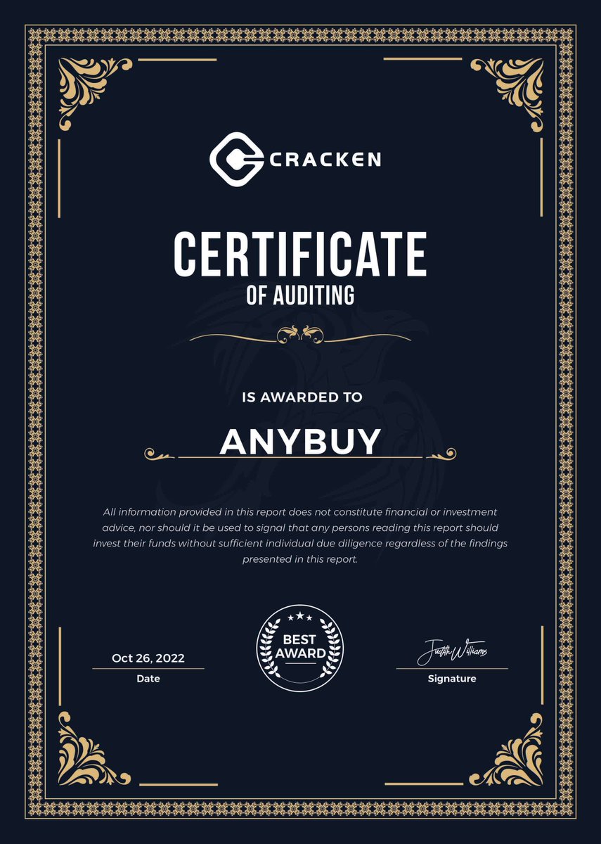 CrackenTech's tweet photo. Anybuy Token @Anybuy_Community is audited and listed, please check the audit report below

Project Website:
https://t.co/6cP4Sewzlj

Audit Report:
https://t.co/6qaiAxJhd8

Request A Quote:
https://t.co/Jj6OSJyizi https://t.co/YRFDW8bcDB