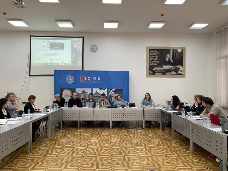 DRadProject's tweet photo. 📌 Tbilisi #DRad Meeting has started 🇬🇪Project partners are visiting #Georgia @GIP_ge to discuss the progress of the project, upcoming events & report packages #UK @HEPPsinki @epalonen @ozgeozdu @RomanZinigrad @BilginDikici @k_kakachia @B_Lebanidze @HorizonEU #welcomeremarks https://t.co/lxDRjzqTTv
