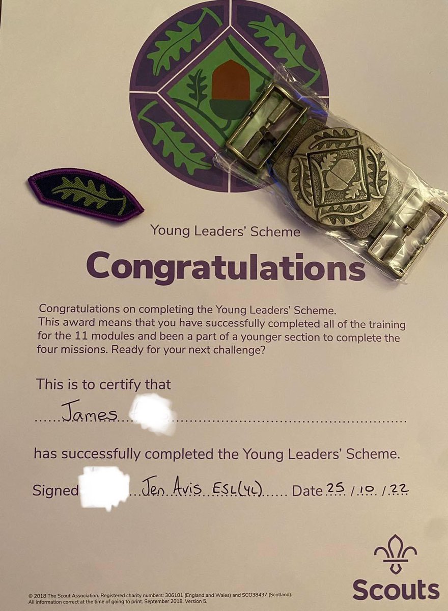 And there’s been even more Young Leader success within Luton Scouting… this time, it’s the turn of James to pick up his Young Leader belt buckle (in Halloween style, might we add). Congratulations James! #scouts #scouting #youngleaders