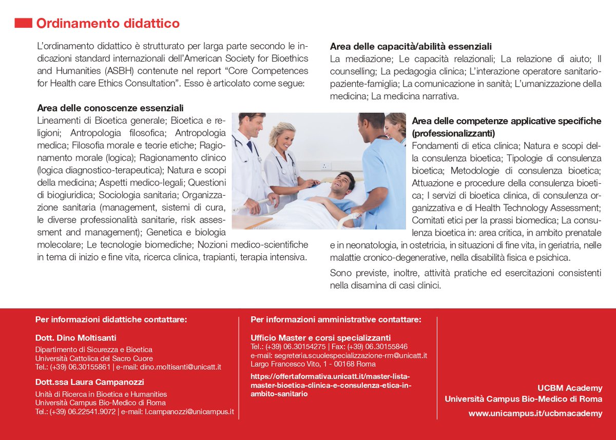 GibceC's tweet photo. Iscrizioni aperte fino al 30 novembre 2022 per il #Master in BIOETICA CLINICA E CONSULENZA ETICA IN AMBITO SANITARIO promosso dall'Università Cattolica del Sacro Cuore e dall'Università Campus Bio-medico https://t.co/2tY3BHOvsk