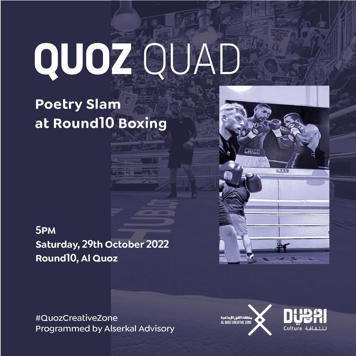 Round10_Boxing's tweet image. #QuozQuad is an evening of competitive slam poetry performed in the ring at @Round10boxing at 5pm on Saturday, 29 October.

*Free admission*
Register here: eventbrite.com/e/quoz-quad-po…