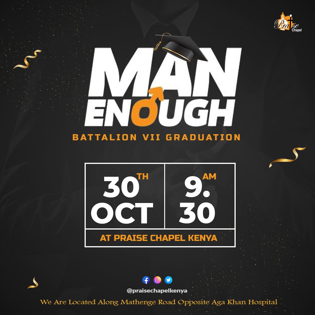 Praisechapelken's tweet photo. Battalion VII of the Man Enough class graduates this Sunday at Praise Chapel. This is one Sunday you don't want to miss. Invite a friend. https://t.co/CMlIRX3k2W