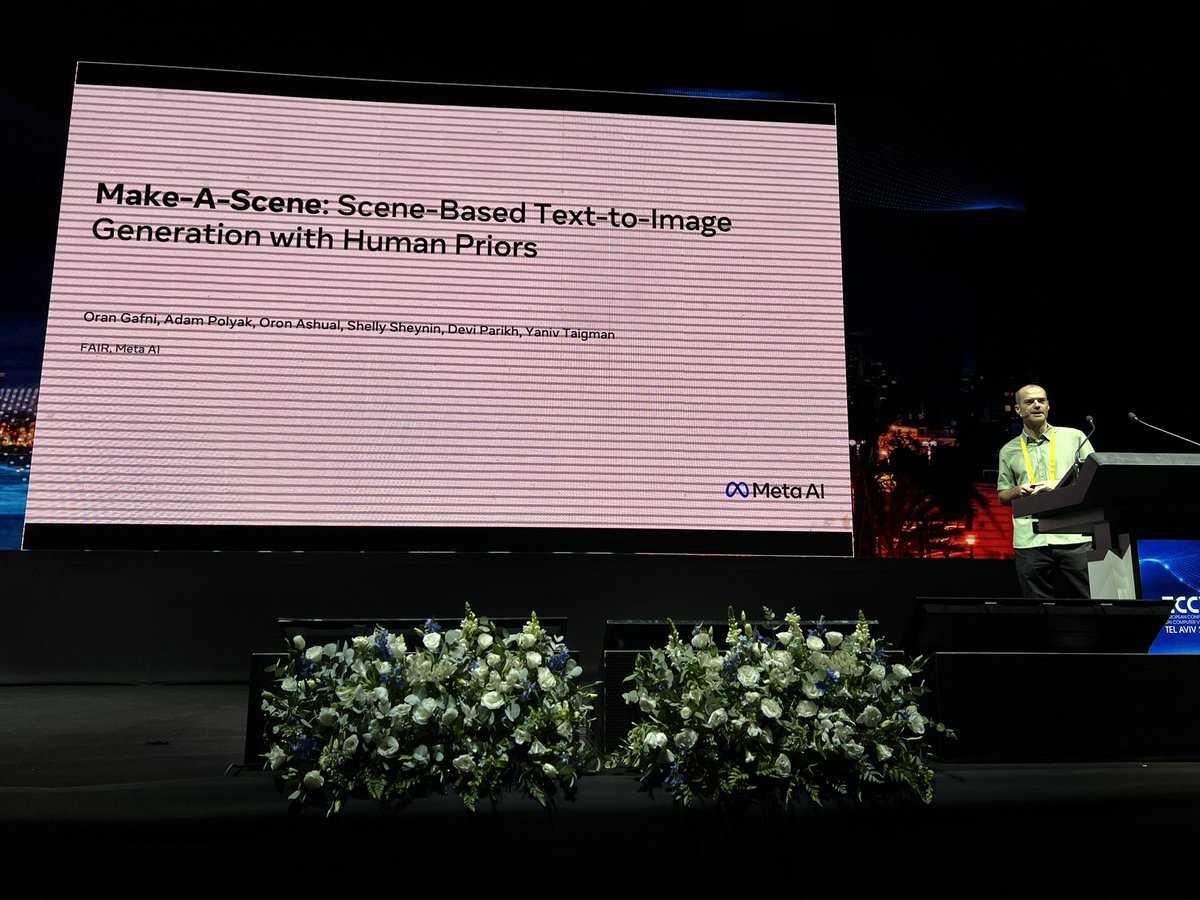 deviparikh's tweet photo. Oran presenting Make-A-Scene at #eccv22!

(Yes, a lot has happened in these six months between the paper being out and the actual conference happening :))

#MetaAIMakes @MetaAI https://t.co/nDNc8Vpuor