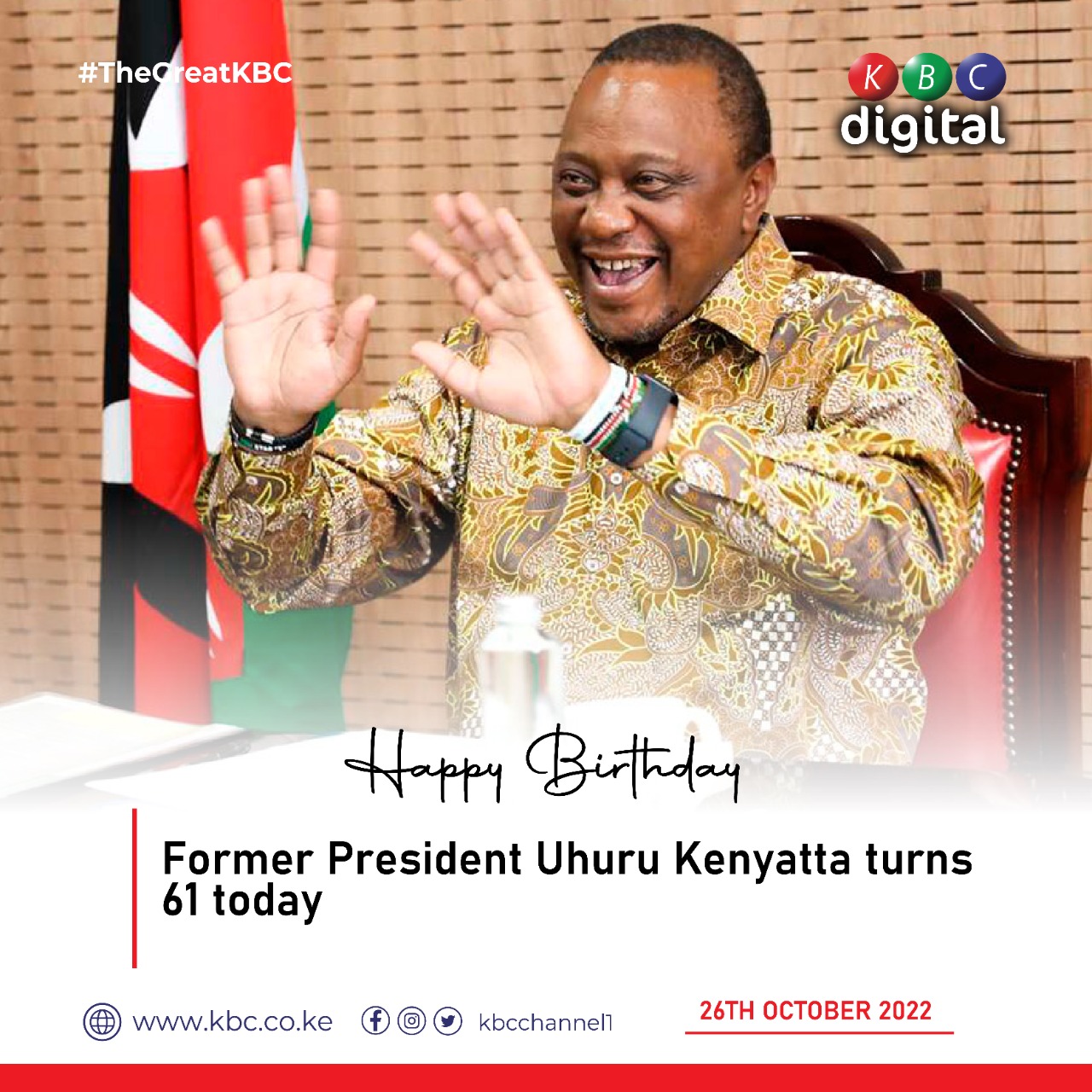 Former President Uhuru Kenyatta at 61 today, Happy Birthday. ^CO 