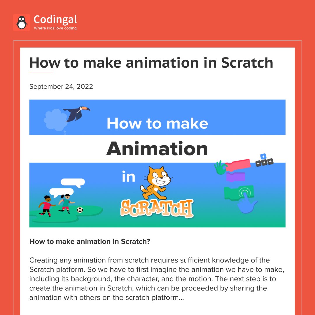 transposershub's tweet image. RT @codingal: Here's a detailed guide on how to create an animated project using Scratch 👨🏻💻
Check out the blog👉 hubs.la/Q01qH-rd0
#codingal #coding #codingguide #codinglife #codingforkids #blog #animation #development #scratch