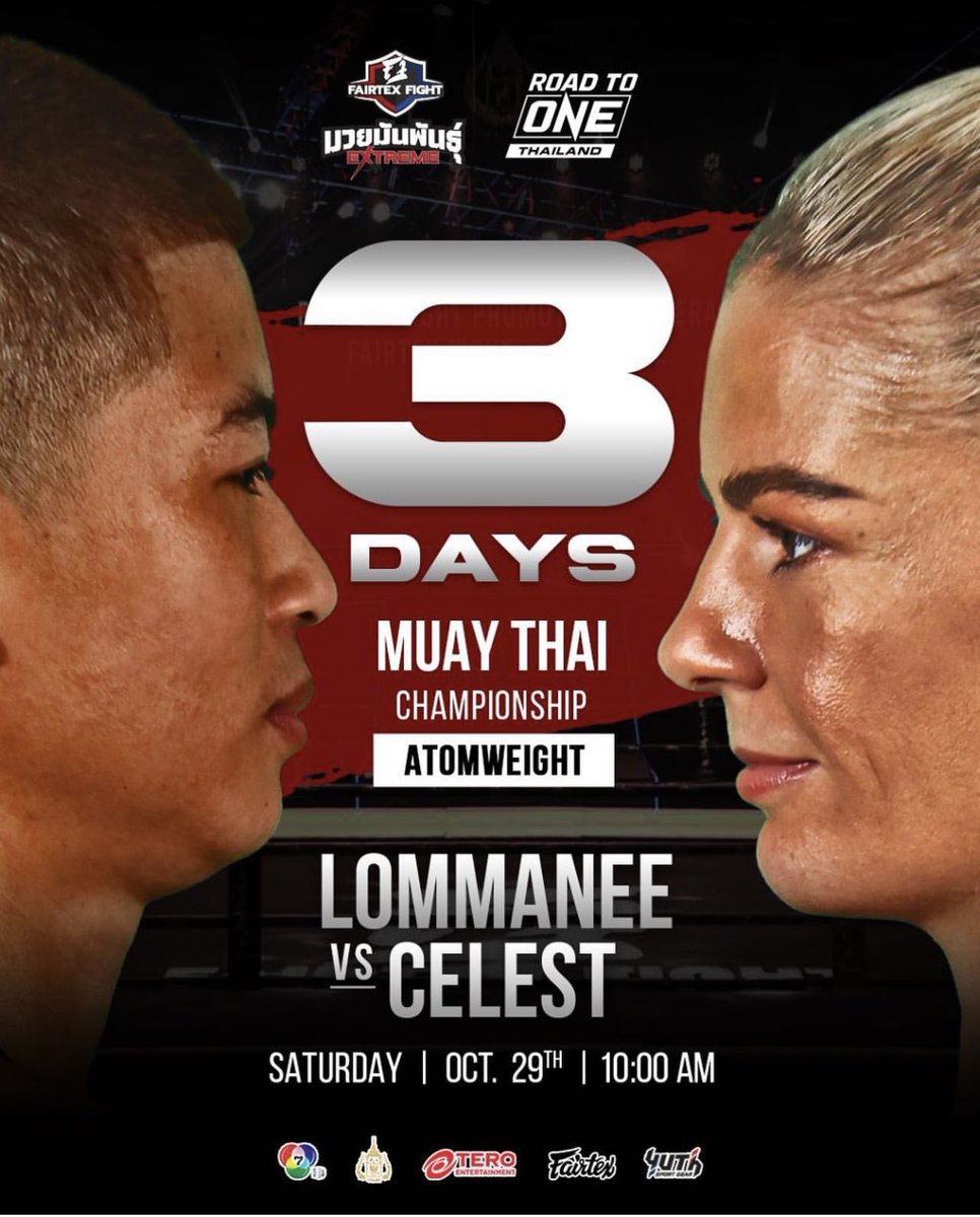 FairtexF's tweet photo. Catch them this Saturday, Oct 29 at 10 AM Thai Time. Set your ⏰ for this event! @celestthebest7

#Fairtex #Fairtexfight #FairtexThailand #RoadToOne ##championships #mmafight #mmafights #atomweight https://t.co/eoBvnpuhZD