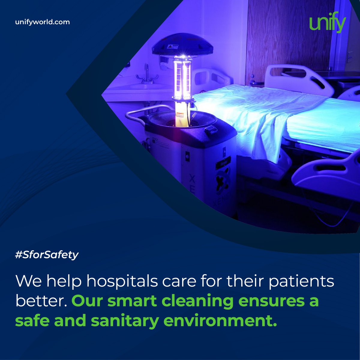 UnifyFM's tweet photo. Well-sanitised hospital facilities reduce infections and save lives. That's why we use specially designed processes for these critical spaces.

#UnifyFM #management #services #workplace #values #facilitymanagement #facility #unify #facilitiesmanagement https://t.co/DU1wfIke83