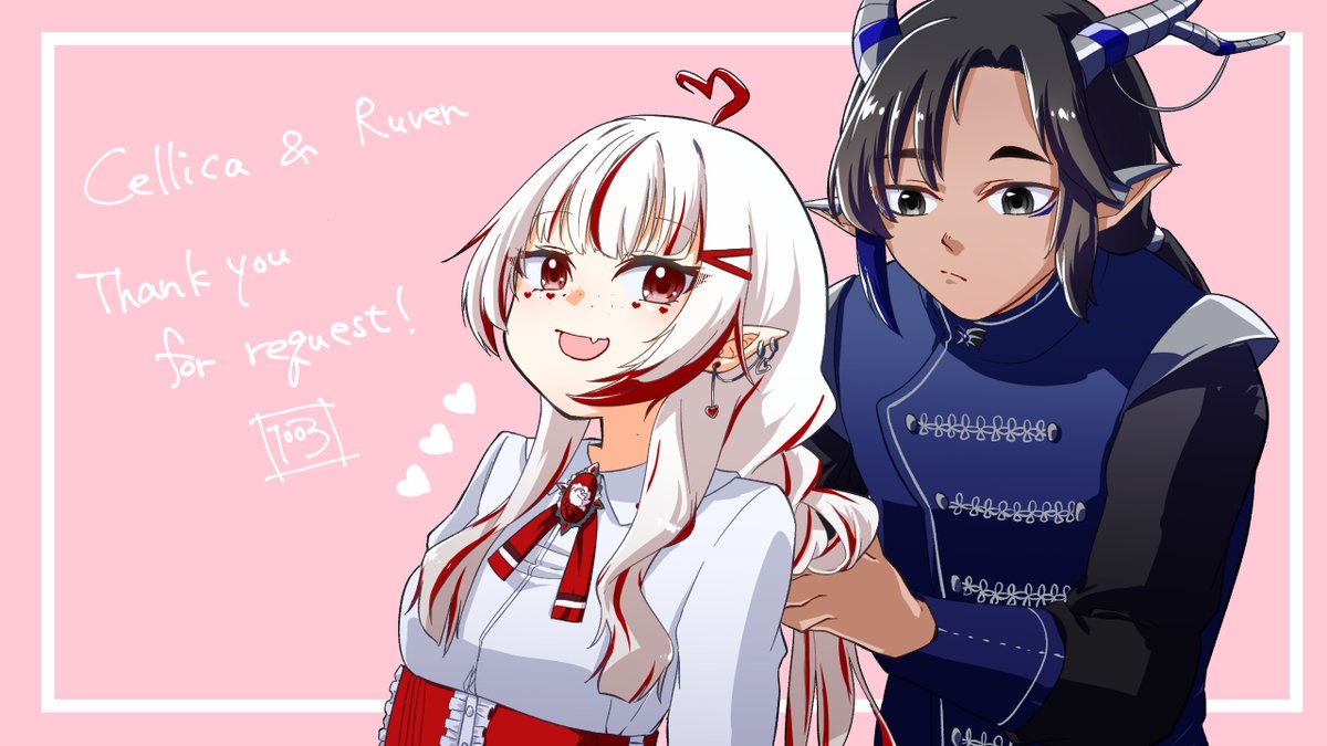 「skebリクエストいただきました〜V同士のカップル?なお二人を描かせていただきま」|1003（センミツ）＠skeb募集中のイラスト