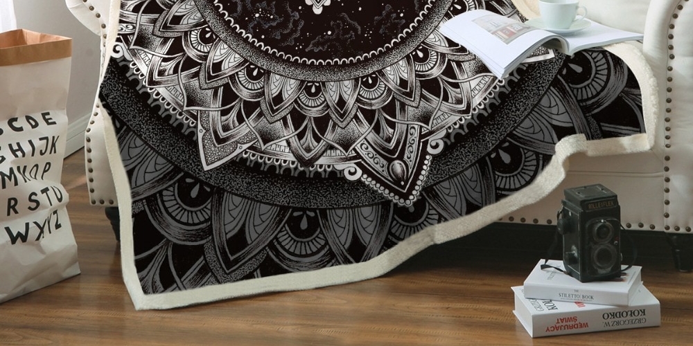 Steampunk Gemstone Mandala Printed Blanket #steampunk #steampunktarot redgoldsteam.com/steampunk-gems…