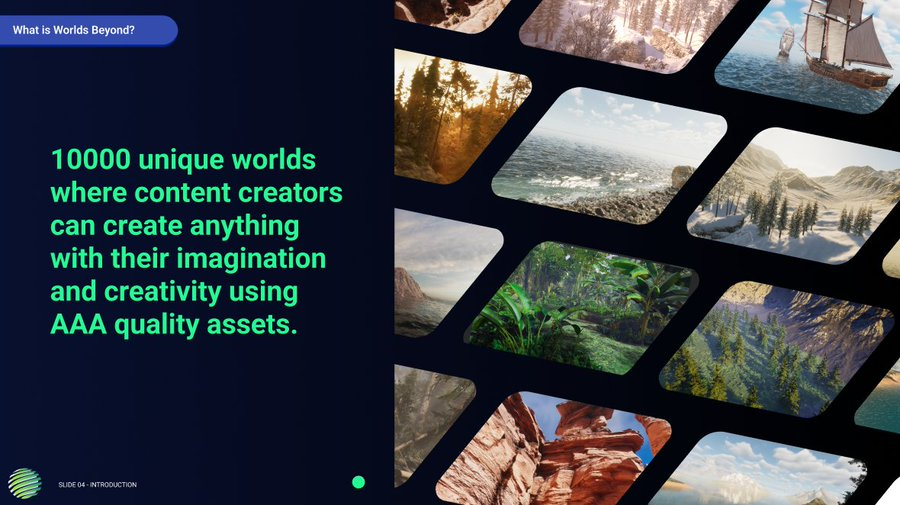 WorldsBeyondNF's tweet photo. What is Worlds Beyond #NFT? 

✅10k Worlds Packed with Utility  
✅World Editing Tools
✅Asset Creation Tools 
✅AAA Graphics all within a metaverse ecosystem 

Interact with this post for a chance of WL ❤️

#NFTGiveaway #NFTCommunity #NFTProject #NFTs #unity3D https://t.co/whwS5LlWDS
