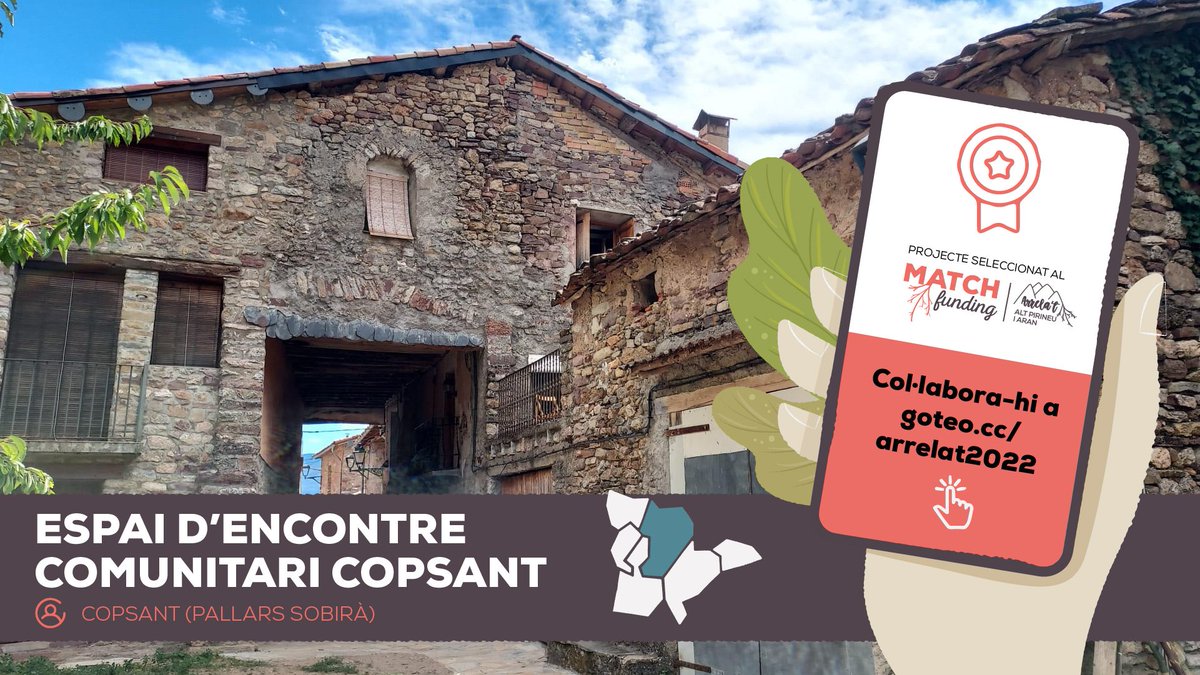Copsant és el projecte que va resultar guanyador del Pallars Sobirà. Es tracta d’una cooperativa integral d'habitatge i de persones usuàries i consumidores situada a Balestui, al Baix Pallars. 

Voleu contribuir al seu projecte? 👉 ca.goteo.org/channel/arrela…
