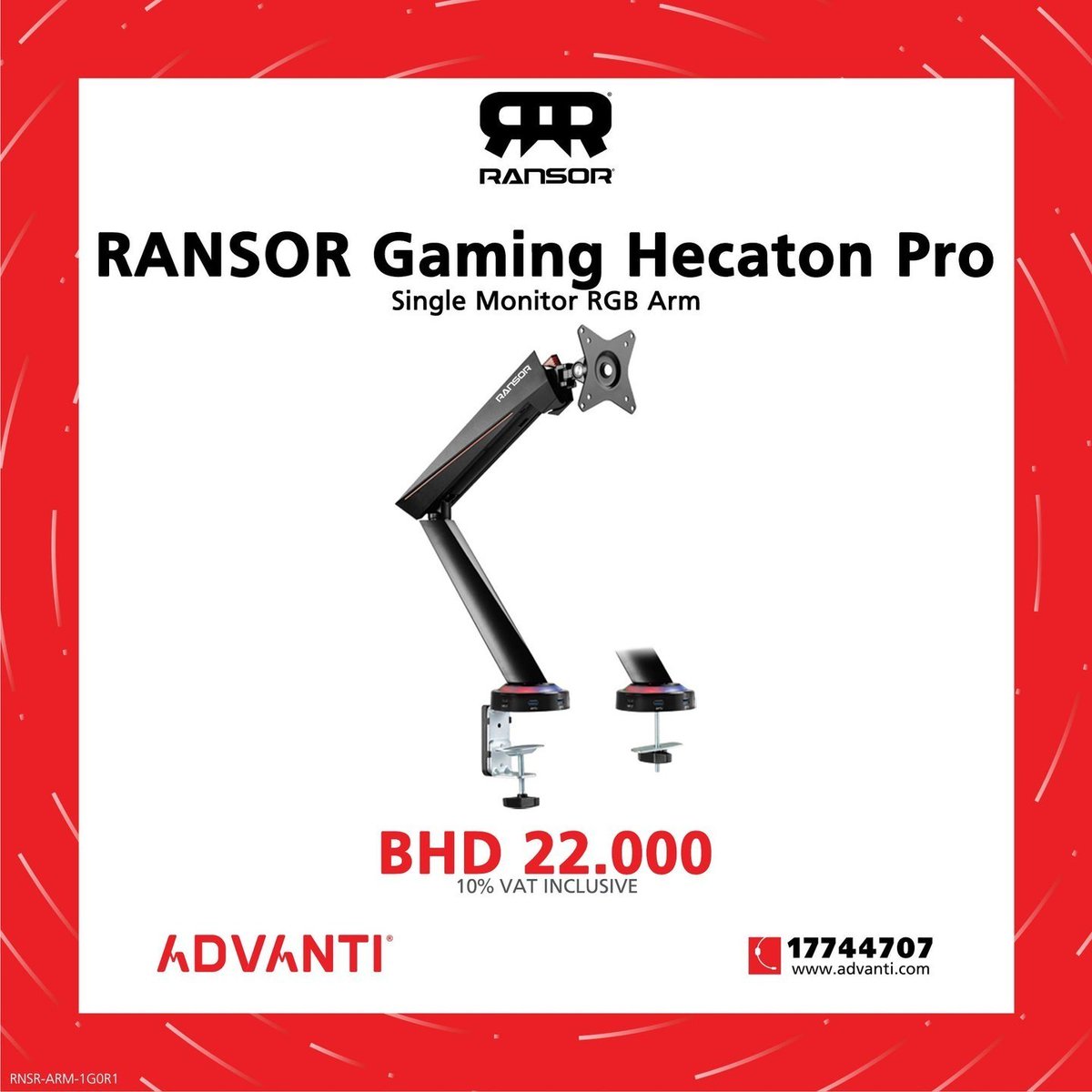ADVANTI Bahrain on Twitter "⬇ SINGLE MONITOR RGB ARM ⬇ 🔥RANSOR Gaming