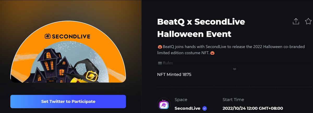 BeatqOfficial's tweet photo. 🔥More than 1800 people have participated in the #Beatq 𝐱 #𝐒𝐞𝐜𝐨𝐧𝐝𝐋𝐢𝐯𝐞 Halloween #NFTGiveaways Event🔥 

🎃First come, first served.👻 
👇Don’t miss out this event!
https://t.co/p9EN9P3GPI https://t.co/D5S7K6Gncu