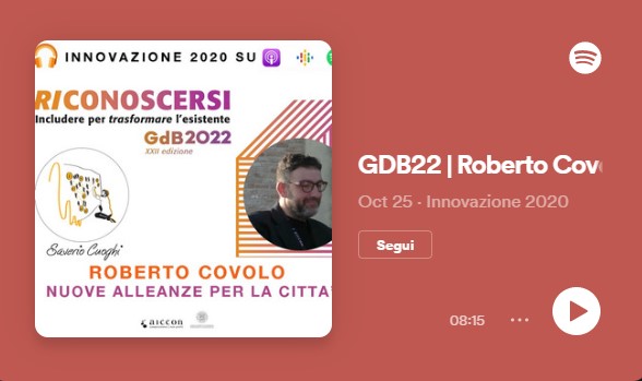 AICCONnonprofit's tweet image. 🟣 Nuove alleanze per la #città 
👉 Ascolta il podcast con @RobertoCovolo a cura di @saverio_cuoghi per #Innovazione2020, il podcast ufficiale delle #gdb2022
🎧open.spotify.com/episode/5XeM9x…